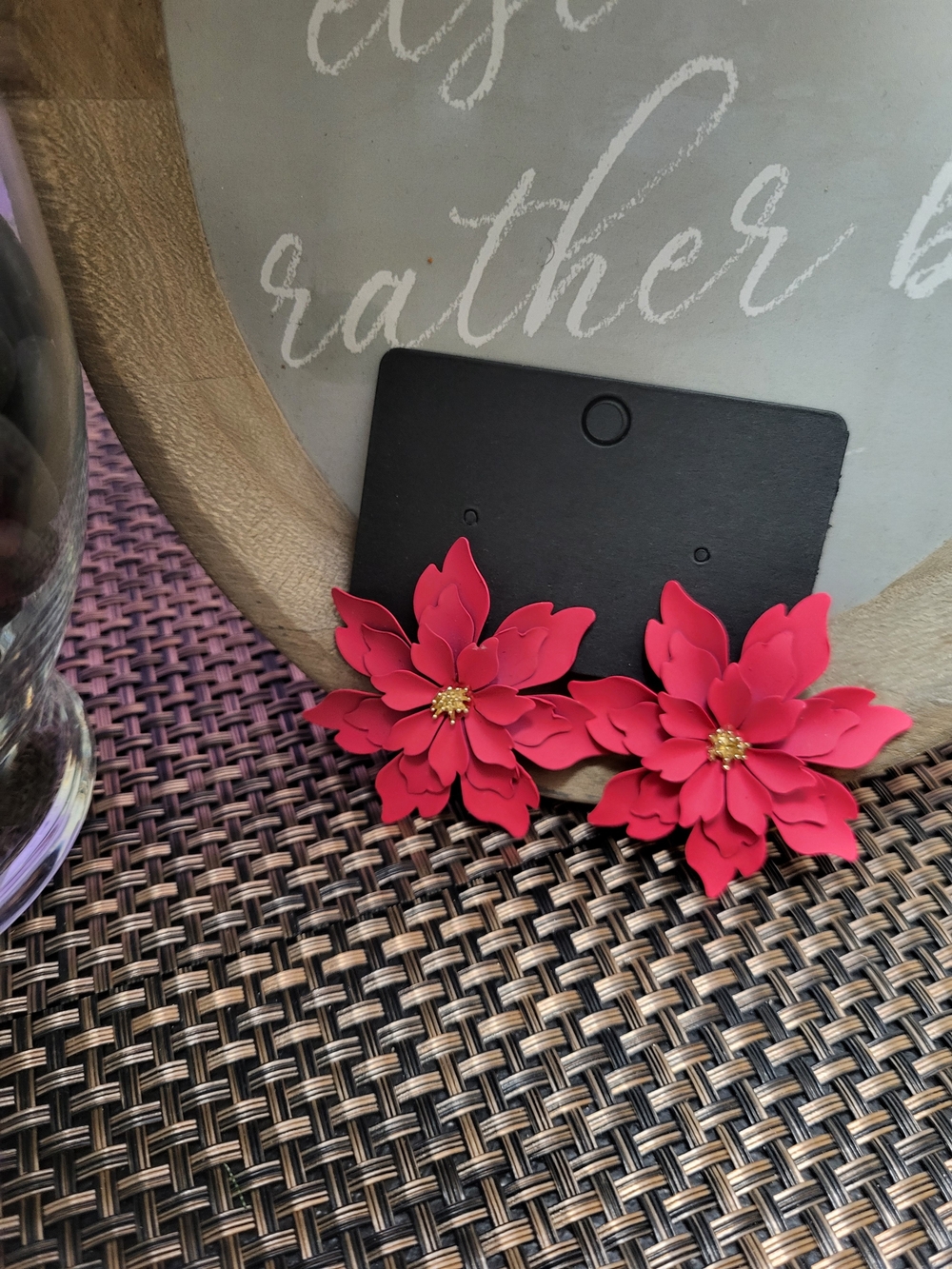Hot Pink Floral Statement Earrings